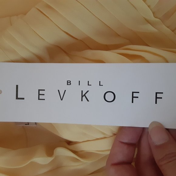Bill Levkoff  Butter or Canary Yellow Chiffon One Shoulder Faux Wrap Sho… - Picture 16 of 16